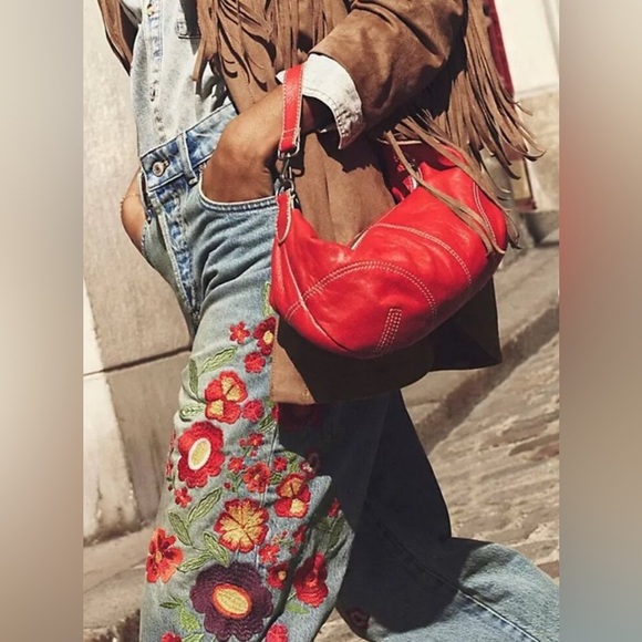 NWT Free People Real World Clutch in Red Light - Picture 1 of 6